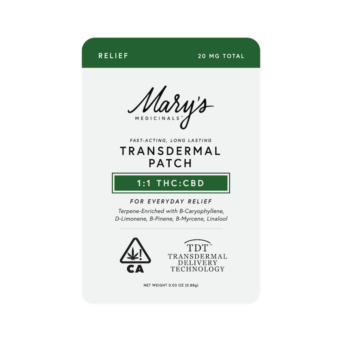 Transdermal Patch - 1:1(Relief) CBD:THC